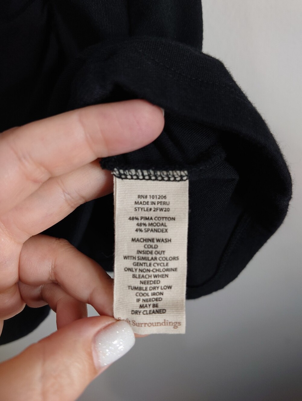 Soft Surroundings Pima Cotton Wrap Top XL Black - Picture 3 of 5